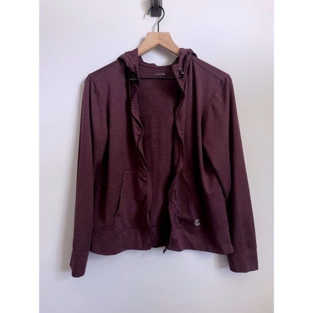 Johnny Was Calme Lux Stretch Knit Zip Up Hoodie, Merlot Heather, NWOT